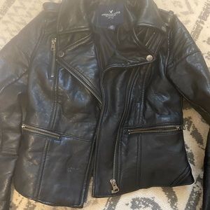 American Eagle black faux leather jacket